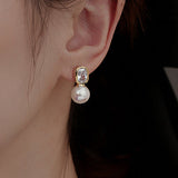 Exquisite Elegant Temperament Rhinestone Pearl Earrings