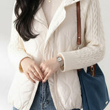 Casual Versatile Collared Quilted Knit Jacket