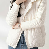 Casual Versatile Collared Quilted Knit Jacket