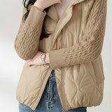 Casual Versatile Collared Quilted Knit Jacket