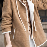 Casual Versatile Hooded Faux Shearling Jacket