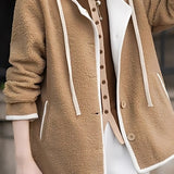 Casual Versatile Hooded Faux Shearling Jacket