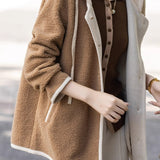 Casual Versatile Hooded Faux Shearling Jacket