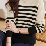 Casual Versatile Color-Block Asymmetrical Zip Sweater