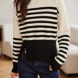 Casual Versatile Color-Block Asymmetrical Zip Sweater