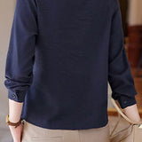 Casual Solid-Color Asymmetric Bow Tie Shirt