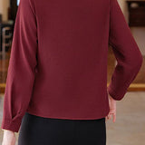 Casual Solid-Color Asymmetric Bow Tie Shirt