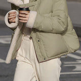 Casual Versatile Color-Block Sherpa Paneled Cotton-Padded Coat