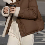 Casual Versatile Color-Block Sherpa Paneled Cotton-Padded Coat
