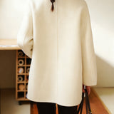 Casual Temperament Detachable Fringed Scarf Collar Woolen Coat