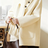 Casual Temperament Detachable Fringed Scarf Collar Woolen Coat