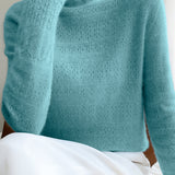 Casual Minimalist Turtleneck Pullover Long-Sleeve Knitted Base Layer