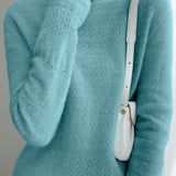 Casual Minimalist Turtleneck Pullover Long-Sleeve Knitted Base Layer