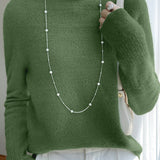 Casual Minimalist Turtleneck Pullover Long-Sleeve Knitted Base Layer