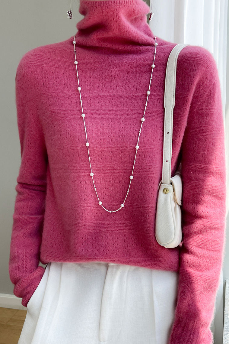 Casual Minimalist Turtleneck Pullover Long-Sleeve Knitted Base Layer