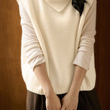 Casual Versatile Solid-Color Irregular Lapel Knitted Vest
