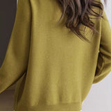 Casual Lace Collar Paneled Knitted Top