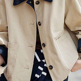 Color-Block Commuter Lapel Jacket Coat