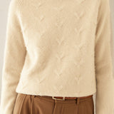 Casual Versatile Solid-Color Jacquard Turtleneck Knitted Sweater