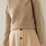 Casual Versatile Solid-Color Jacquard Turtleneck Knitted Sweater