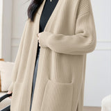 Casual Versatile V-Neck Long Knitted Coat