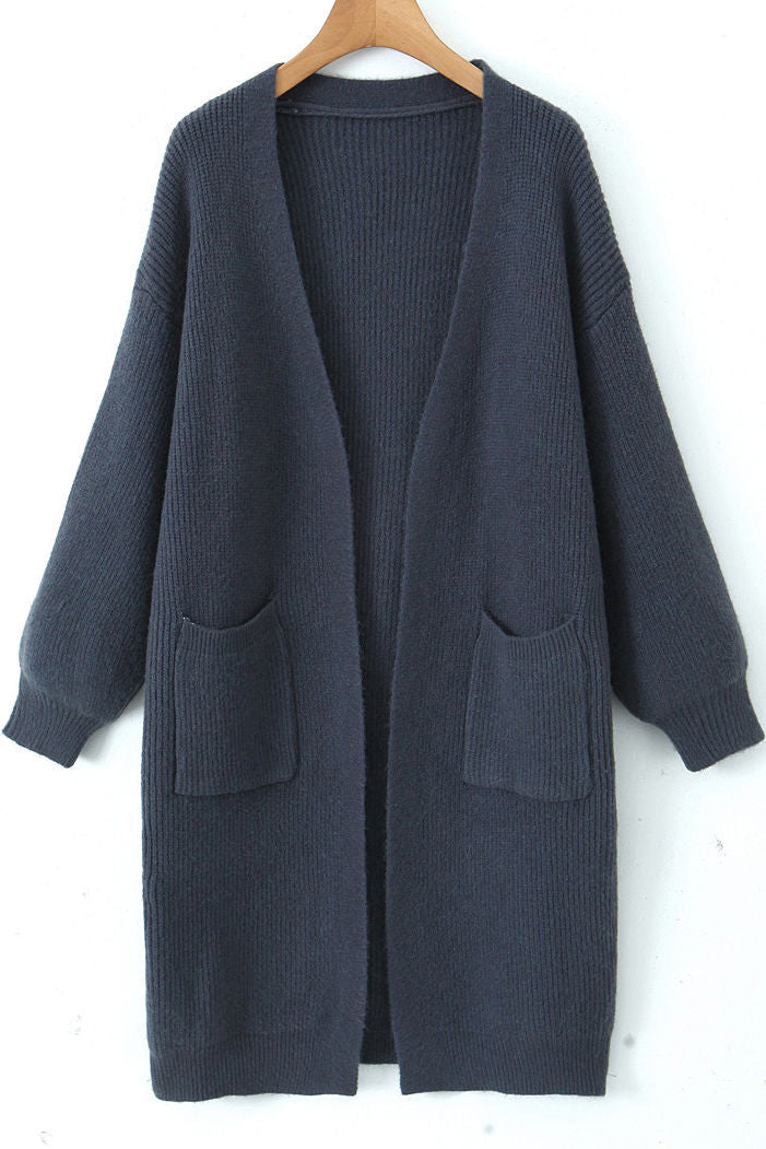 Casual Versatile V-Neck Long Knitted Coat