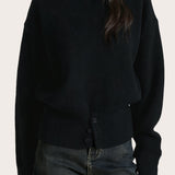 Casual Versatile Slit Turtleneck Solid-Color Sweater