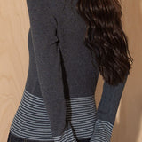 Casual Versatile Turtleneck Color-Block Striped Knitted Cardigan
