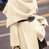 Casual Scarf Collar Asymmetric Knitted Cardigan Coat