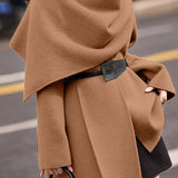 Casual Scarf Collar Asymmetric Knitted Cardigan Coat