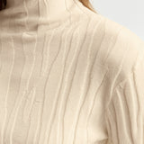 Casual Half-High Neck Asymmetric Textured Knitted Top