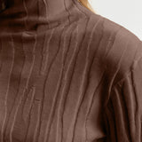 Casual Half-High Neck Asymmetric Textured Knitted Top