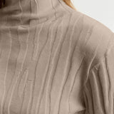 Casual Half-High Neck Asymmetric Textured Knitted Top