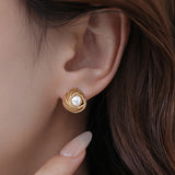 Exquisite Elegant Temperament Rose-Wrapped Pearl Earrings