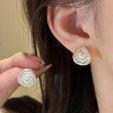 Exquisite Elegant Temperament Rose-Wrapped Pearl Earrings