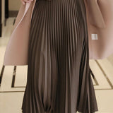 Casual Versatile Solid-Color Asymmetric Pleated Skirt