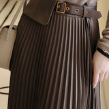 Casual Versatile Solid-Color Asymmetric Pleated Skirt