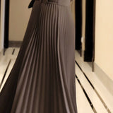 Casual Versatile Solid-Color Asymmetric Pleated Skirt