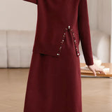 Exquisite Beaded Knitted Two-Piece Dress