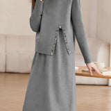 Exquisite Beaded Knitted Two-Piece Dress