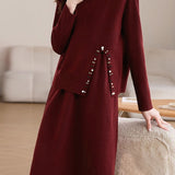 Exquisite Beaded Knitted Two-Piece Dress