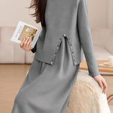 Exquisite Beaded Knitted Two-Piece Dress