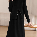 Exquisite Beaded Knitted Two-Piece Dress