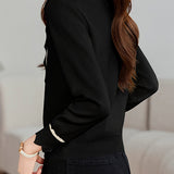 Casual Versatile Color-Block Ruffled Drawstring Knitted Top