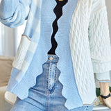 Casual Versatile Asymmetric Plaid Wave Cardigan