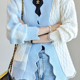 Casual Versatile Asymmetric Plaid Wave Cardigan