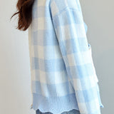 Casual Versatile Asymmetric Plaid Wave Cardigan