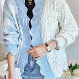 Casual Versatile Asymmetric Plaid Wave Cardigan