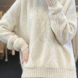 Casual Crew Neck Loose Cable-Knit Top