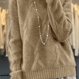 Casual Crew Neck Loose Cable-Knit Top